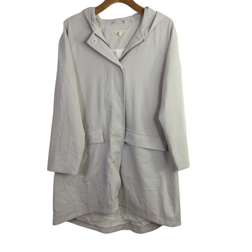 Eileen Fisher Women's Hooded Jacket Full Zip Snap Long Sleeves Gray Size Large